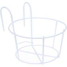 4 Pack Hanging Railing Planters Flower Pot Holders Plant Iron Racks Fence Metal Potted Stand Mounted Balcony Round Plant Baskets Shelf Container Box For Indoor&Outdoor Use-Black,Garden Steel Pots,6.3" - 中白色 - 查看 4