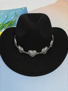 1 件街头复古心形帽链配饰，时尚百搭可拆卸帽饰，适用于毡帽和高顶礼帽