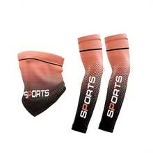 Juego de 3 piezas: 1 par de mangas refrescantes de verano y 1 protector solar para la cara, mangas para conducir al aire libre, pesca y ciclismo, Protección para Ciclismo,Ropa de Protección Solar,Cubierta Ligera,Mangas Transpirables,Textura Suave,Material que absorbe la humedad,Cubierta de Brazo - Azul - Ver 5