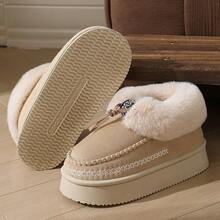 Women's Closed Toe Slippers, Thick Plush Warm Slippers For Indoor Home Comfortable Lightweight Slippers, Fashionable Outdoor Wear