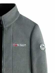 Men's Double-Sided Fleece Clothing With Warm And Fleece Lining, Multi Pocket Design, Exquisite Embroidery On The Chest And Armband Logo, Windproof Cuffs, Comfortable To Wear. - Xám - Xem 4