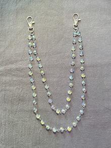 1 chiếc dây xích quần thời trang sáng bóng hai lớp, dây xích trang trí hạt thủy tinh óng ánh thủ công, phù hợp cho nam, nữ và trẻ em, quà tặng phụ kiện hàng ngày và lễ hội - Ảo tưởng trắng - Xem 2