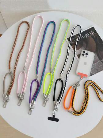 1 件三合一可调节手机挂绳，编织绳，适用于户外防丢失防掉落，高端创意项链