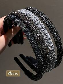 2pcs Women's Fashionable Elegant Versatile Rhinestone Headbands ,Makeup ,Hair Hair Hoop