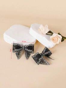 Lot de 2 décorations de chaussures détachables, nœud en cristal noir pour talons hauts, clips élégants et à la mode, parfaits pour les occasions formelles, le bureau, les rendez-vous professionnels, les sorties et les fêtes. - Noir - Voir 3