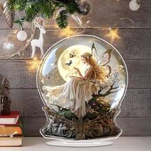 1pc 2D,Christmas-Style Acrylic Fairy Snowflake Glass Balls - Charming Desktop Decoration, Suitable For Any Room, Ideal Gift For Christmas And Valentine's Day, The Most Appropriate Gift For Christmas, Christmas Decoration, Birthday Decoration