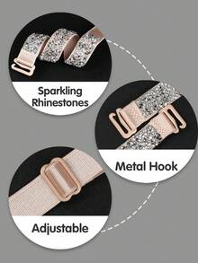 2pcs Rhinestone & White Diamond Shiny Elegant Women Bra Straps