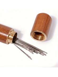 12pcs Stainless Steel Large Eye Sewing Needles, Stainless Steel Easy Thread Side Hole Sewing Needles, Hand Stitching Pins For Seniors, DIY Home Craft Supplies, Stitching Pins,Handmade Yarn Knitting Needles With Leather Needle And Storage Tube