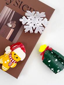 1pc Christmas New Acetate Santa Claus Hair Clip, Sweet & Cute Atmosphere Hair Claw, Creative High-End Retro Leaf Hair Clip For Women Elegant Hair Accessories Elegant Claw Clip Winter Hair Clutch