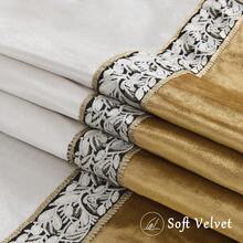 Velvet Vintage Curtains For Living Room 96 Inches Ivory Gold Window Treatment Curtain Embroidered Floral Drapes Blackout Retro Curtains 2 Panels Set - bạch kim - Xem 4