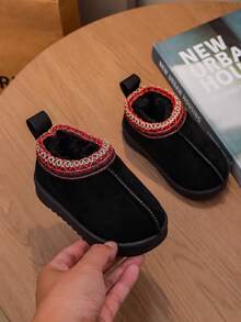 1 双幼儿/婴儿舒适保暖内衬平底雪地靴，适合雪天、户外活动、秋冬季 - 黑色 - 查看 2