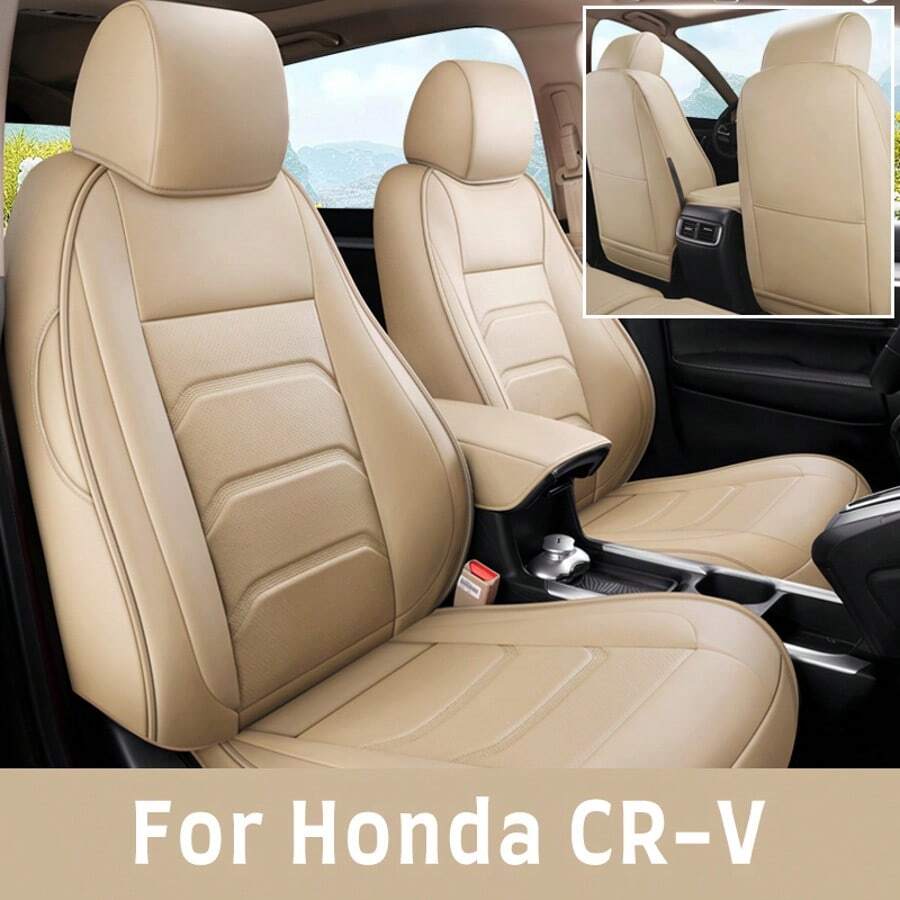 Custom Fit For CRV Car Seat Covers Fit For CRV With Faux Leather(Full Set) - Màu be - Xem 1