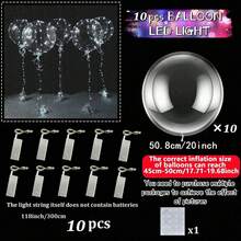 5 件/7 件/8 件/10 件/9 件/1 件/2 件 LED 发光透明气球 - 适用于婚礼(需要充满氦气才能漂浮)、生日和单身派对、带氛围照明气球(不含电池)、圣诞派对装饰、情人节装饰、周年纪念、场景装饰 - LED發光燈串 - 查看 24