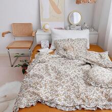 Muslin Duvet Cover With Ruffled Edges, 1 Piece Cotton Comforter Cover 47X59'', Pattern 2-Layer Gauze Bedding, No Quilt Or Pillowcases, Bedroom Essential - 木槿 - 查看 10