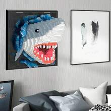 2170 buc/1930 buc Set de blocuri de construcție 3D cu tematică rechin, decorare pentru camera de zi, dormitor, birou, cadou potrivit pentru Crăciun, Anul Nou, Halloween, ziua de naștere