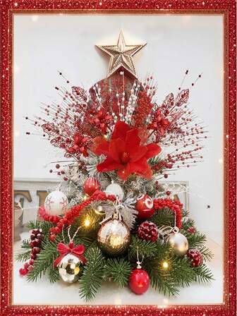 10 PCS Christmas Glitter Berries Artificial Christmas Pick Christmas Tree Ornaments DIY Christmas Wreath Handicrafts Vacation And Home Decor