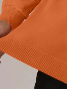 Men's Solid Color Casual Turtleneck Sweater, Autumn/Winter, Long Sleeve Top - Orange - View 5
