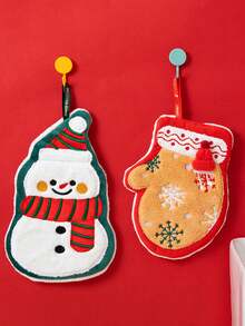 1 件圣诞手巾，悬挂式厨房洗碗布，珊瑚绒加厚吸水速干小毛巾 - 彩色 - 查看 5