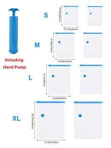 5 buc Sac de vidat convenabil, cu 1 pompă de aspirație, pentru organizator de casă, pilote, haine, îmbrăcăminte, pilote, pături, lenjerie de pat, Set de saci de depozitare în vid, Saci sigilați în vid, Sac de depozitare în vid, Sac de depozitare în vid, Saci de aer impermeabili prin compresie, economisind spațiu pentru călătorii, Organizatori de ambalare acasă