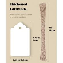 100 Pcs White Paper Tags With String Writable Cardstock Price Tags With Jute Twine Hang Tags For DIY Crafts Clothing Christmas Wedding Birthday Blank Merchandise Marking Tags 2.76 X 1.55 Ideal For Gift Labeling Product Tagging And Seasonal Drations With Natural Jute String And -Friendly Paper Material