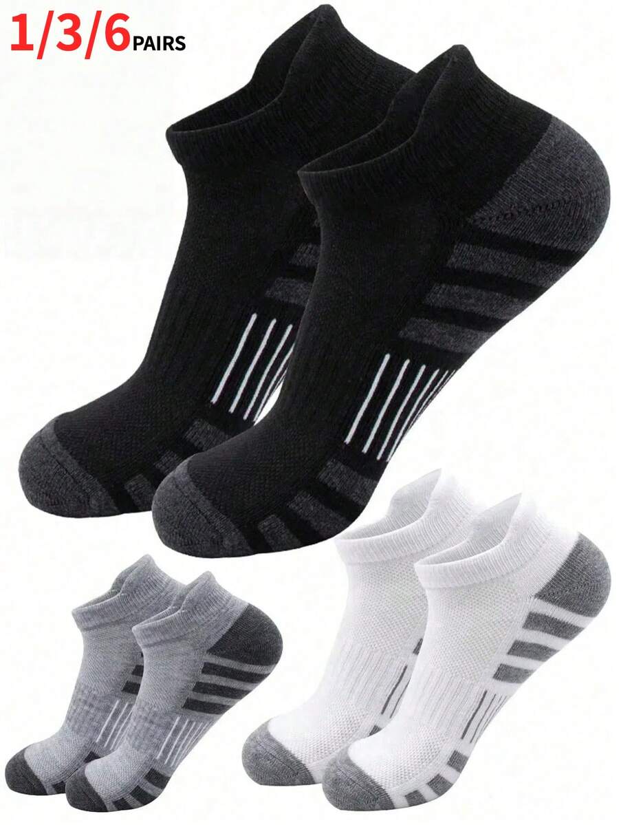 1/3/6 双男士运动跑步低帮休闲踝袜带缓冲垫，男女皆宜