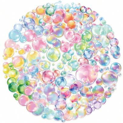 50pcs Transparent Color Bubbles Stickers, PET Vintage Color Bubbles Decorative Decals For Scrapbook, Journal, Laptop, Bumper, Skateboard, Water Bottle, Computer, Cell Phone, Cartoon, Stickers
