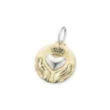 Women's Hand Heart Crown Charm Silver Brass 25 X 25 Mm