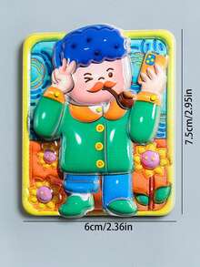 1 pieza Figura de niña con estilo de pintura linda de Van Gogh, imán de nevera de resina, pegatina magnética para decoración del hogar