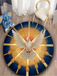 1 Peça Tapete Redondo com Padrão do Espírito Santo, Tapete de Piso de Fibra de Poliéster Lavável, Adequado para Sala de Estar, Quarto, Cozinha, Sala de Jantar, Dormitório, Tapete Grande, Tapete para Área Externa