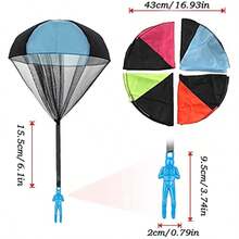 1pc Tangle-Free Parachute Toy, Colorful Plastic Soldier Figurine, Battery-Free Handheld Outdoor Flying Toy, Party Favor | Energetic Toy Set | Durable Parachute, Suitable For Halloween, Christmas Events And Parties - Multicolor - View 3