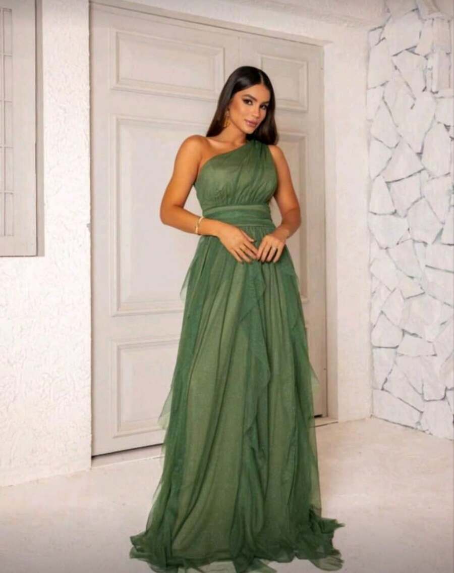 Long Prom Dress For Bridesmaid Party - Olive Green - View 1