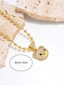 1入組銅微方晶鋯石熊吊墜項鍊