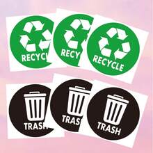 6 Stücke/Packung 5.59inch * 5.59inch Aufkleber für Mülltrennung, nicht klebend (wasserfest, schmutzabweisend, UV-beständig, reißfestes Material)