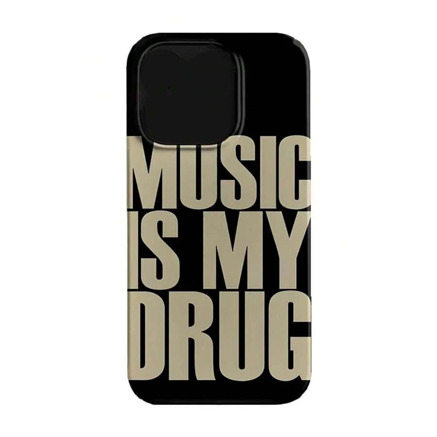 Black MUSIC IS MY DRUG Luck Phone 17 16 14 13 12 11 15 Pro Aia XR X XSMax 78 Plus Shockproof Soft Coverchristmasfall Phone Casephone 17halloween Accessories - Trộn màu - Xem 1