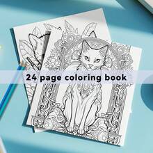 1 pièce Livre de coloriage pour chat, couverture en papier perlé, pages intérieures épaisses de 120g, 24 pages, mignon et raffiné, convient aux adultes et aux adolescents pour réduire le stress, 7,9 x 7,9 pouces, meilleur choix de cadeau pour Halloween, Noël, Thanksgiving, Nouvel An et anniversaires pour la famille et les amis