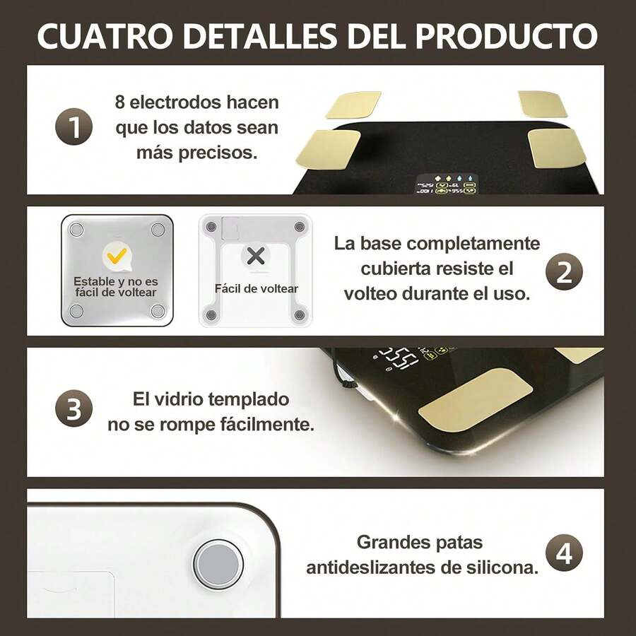 Bascula Digital Corporal, TXG Bascula Corporal con 8 Sensores de Alta Precisión y 20 Datos Relacionados, Bascula Inteligente con Pantalla, 396 Libras, Báscula Inbody Compatible con Android y IOS - 1 - Ver 1