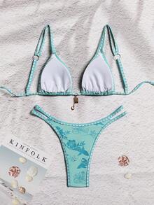 Women's Bikini Beach Wear Larger Women's Beach Swimsuits Holiday, Beach, Party, Sophisticated, Pool,LARA VIVA - 薄荷綠 - 查看 6