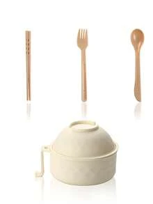 1 Set Microwave Ramen Bowl , Noodle Bowl With Chopsticks Forkand Spoon For College Dorm Room Apartment Essentials - Multicolor - View 8