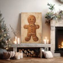 1pc, Canvas Wall Art, Framed Wall Decor, Vintage Christmas Gingerbread Print, Holiday Winter Wall Decoration, Gingerbread Man Painting, Christmas Seasonal Printable Wall Art, Festive Home Santa Claus Art Print, Christmas Poster, Room Decor, Dorm Decor, Bedroom Decor, Bathroom Decor, Home Decor, Holiday Gift - Multicolor - View 11