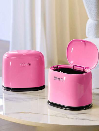Bellissima scatola di stoccaggio da scrivania rosa, con texture elegante e lussuosa, grande capacità di stoccaggio, pratica con pulsante a pressione. Adatta per ufficio, organizzazione della scrivania del campus, conservazione di trucchi e strumenti per manicure, contenitore per l'atmosfera della scrivania.