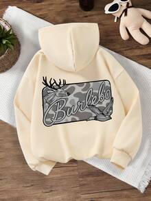 Pre-adolescent băiat casual simplu cool design hanorac băieți mânecă lungă hanorac cu glugă toamna și iarna elevi băieți îmbrăcăminte - Caisă - Vizualizare 5