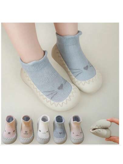 XQ&XG Zapatos de bebé para primeros pasos, zapatos de piso para interiores y exteriores, antideslizantes, suela de goma suave, transpirables, unisex, zapatos de calcetines para bebés, niños y niñas