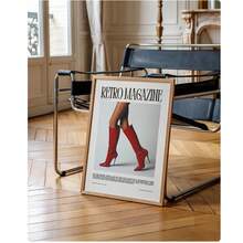 1pc Retro Magazine Poster Printable, Aesthetic Poster, Magazine Poster, Retro Wall Art, Fashion Poster, Red High Heel Boots, Posters Canvas Painting Wall Arts Room Home Decoration Unframed