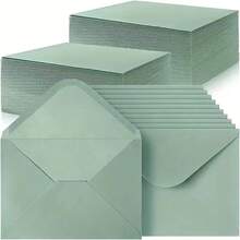 50/100 件鼠尾草绿色信封 - A7 信封贺卡信封 - 5.24 X 7.24 英寸，适用于 5 X 7 婚礼请柬、贺卡、生日派对请柬 - 綠色 - 查看 1