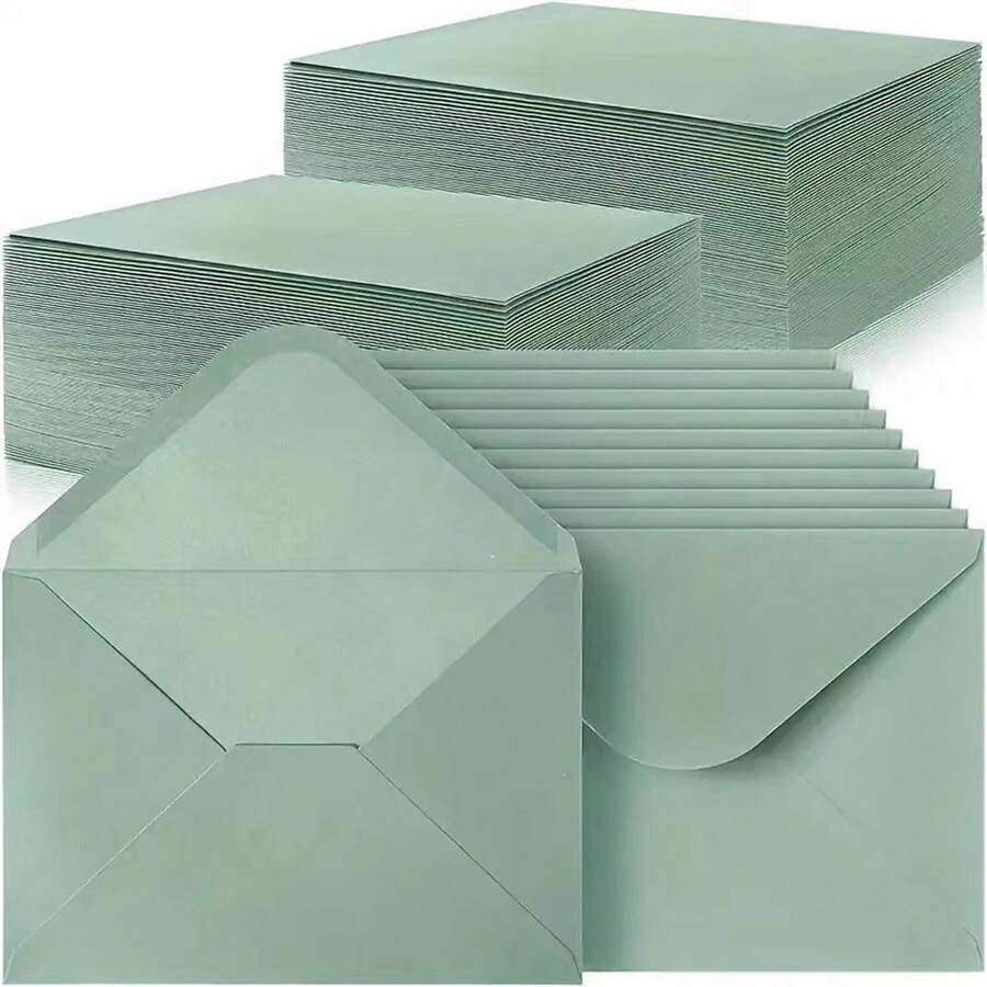 50/100 件鼠尾草绿色信封 - A7 信封贺卡信封 - 5.24 X 7.24 英寸，适用于 5 X 7 婚礼请柬、贺卡、生日派对请柬 - 綠色 - 查看 1