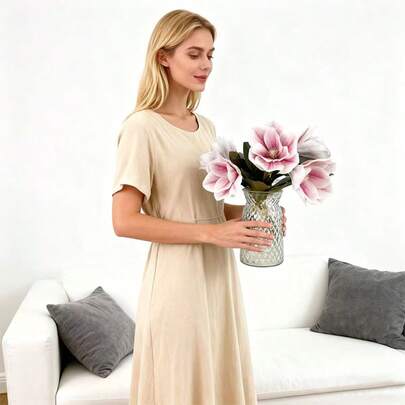 1bundle Of 3pcs Set Artificial Magnolia Flower Bundle - Perfect For Table Centerpieces & Home Decor, Easy To Style & Durable Faux Blooms For Year-Round Charm Magnolia Artificial Flowers