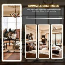 21"X64" LED Full Length Mirror Rounded Corner Floor Mirror With Dimming & 3 Color Lighting