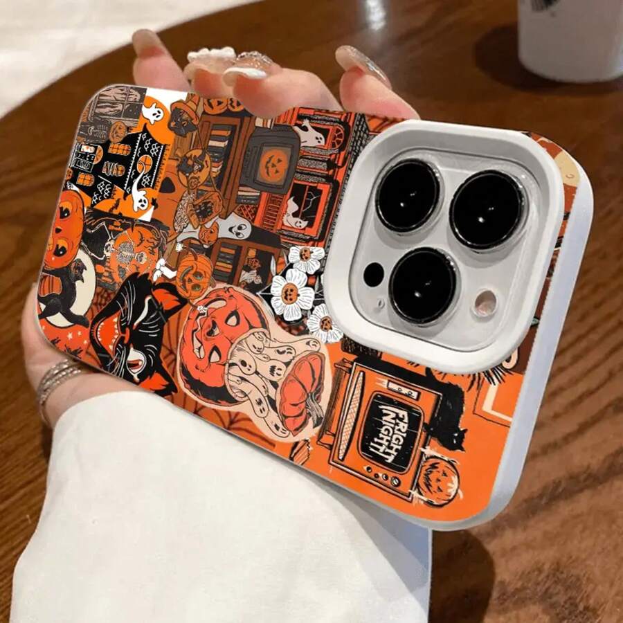 Funda protectora de alta calidad con orificios grandes y resistente a golpes, compatible con los modelos 17, 16, 15, 14, 13, 12 y 11 Plus Pro. Colores: negro clásico, morado, gris y blanco. Funda suave. Ideal para Halloween y Acción de Gracias. QY84. Resistente a golpes. ¡Perfecta para las fiestas! - Blanco - Ver 1