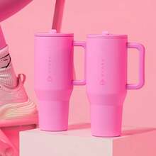 hydrojug NEW Hydro Jug Traveler 32OZ/40OZ Tumbler Straw Lid Stainless Steel Vacuum Insulated Car Mug Double Wall Thermal Iced Travel - Bubblegum - 查看 3
