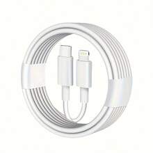 USB C 转 Lightning 数据线，3.3/6.6/10 英尺 C 型 充电器数据线，兼容 14 13 12 11 Pro Max XR XS X 8 7 6 Plus SE 充电器线，Lightning 转 USB C 车载 CarPlay 数据线，20W 快速充电 USB-C 转 Lightning 数据线 | PVC 圆形数据线，带数据传输，公对母，10-20W 功率范围 | 兼容 、iPad - 白色 - 查看 9